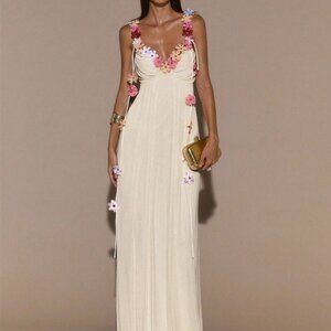 Apricot Women's Elegant Sexy Floral Long Dress